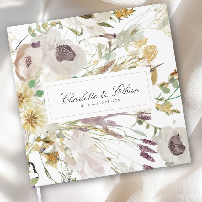 Modern Spring Wedding Gästböcker (Modern Spring Boho Floral Watercolor Wedding Guest Book)