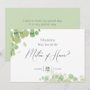 Modern Springtime Eucalyptus Matron of Honor Inbjudningar