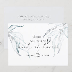 Modern Springtime Eucalyptus Matron of Honor Invit Inbjudningar