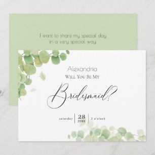 Modern Springtime Eucalyptus ska vara min bridesma Inbjudningar