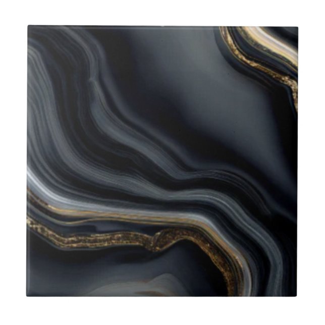 Modern sprucken guld svart marmor stylist kakelplatta (Framsidan)