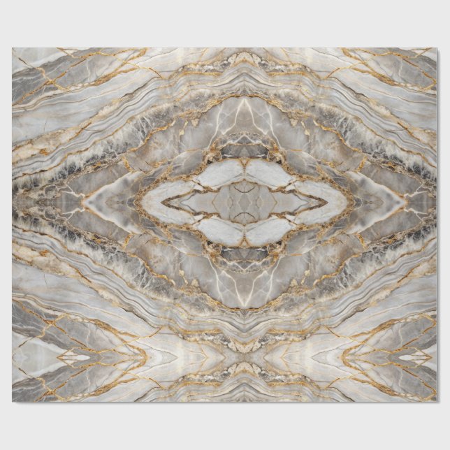 Modern sprucken guld vit marmor presentpapper (Platt)