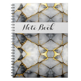 Modern sprucken guld vit & svart marmor anteckningsbok
