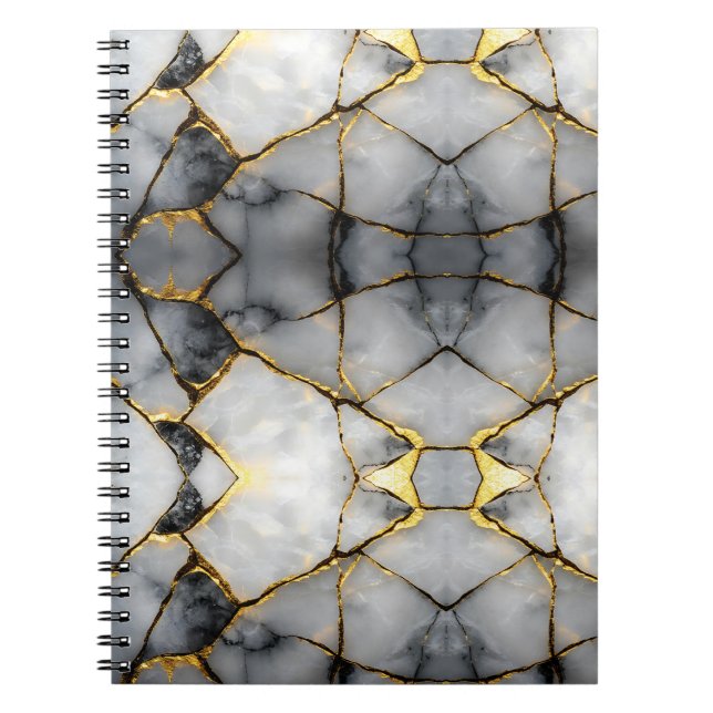 Modern sprucken guld vit & svart marmor anteckningsbok (Framsidan)