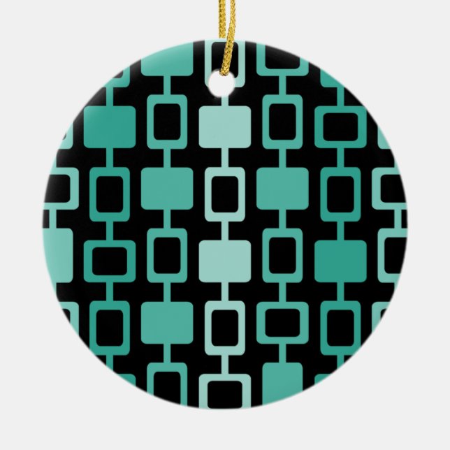 Modern Square Columns Black Aquamarine i mitten av Julgransprydnad Keramik (Framsidan)