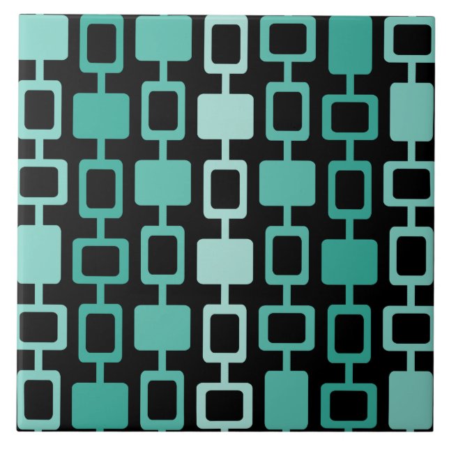 Modern Square Columns Black Aquamarine i mitten av Kakelplatta (Framsidan)