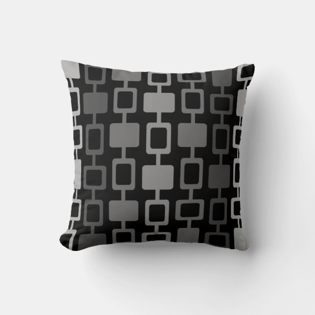 Modern Square Columns Black Grått Kudde (Framsida)