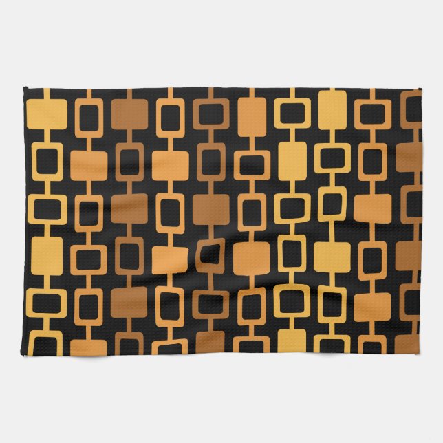 Modern Square Columns Black-Orange i mitten av årh Kökshandduk (Horisontell)