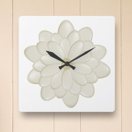 Modern Square Ivory Daisy Flower Kitchen Clock Fyrkantig Klocka