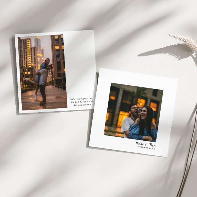 Modern Square Minimal Candid Handwritten Wedding Spara Datumet (Skapare uppladdad)