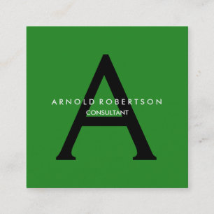 Modern Square Monogram-Trendiget Forest Grönt Blac Fyrkantigt Visitkort
