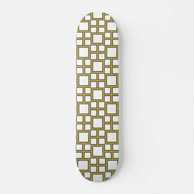 Modern Square Mönster Guld Mini Skateboard Bräda 18,5 Cm (Framsida)