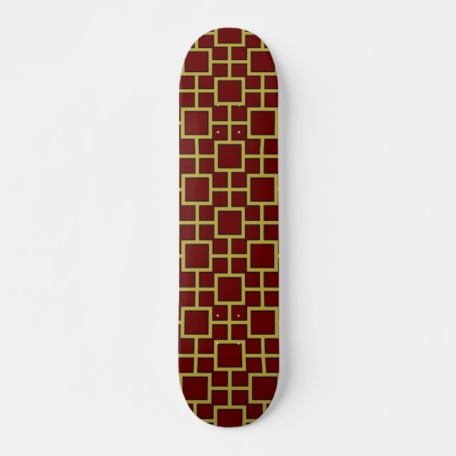 Modern Square Mönster Guld Mini Skateboard Bräda 18,5 Cm (Framsida)