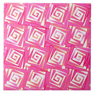 Modern Square Spiral, Coral Rosa Kakelplatta