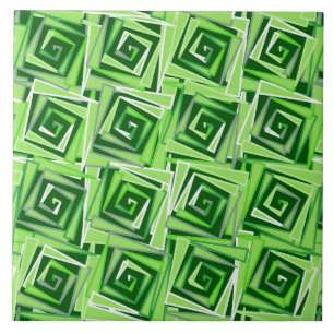 Modern Square Spiral, Jade Grönt Kakelplatta