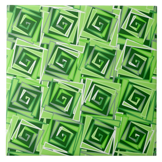 Modern Square Spiral, Jade Grönt Kakelplatta (Framsidan)