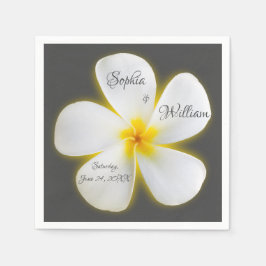 Modern Square White Plumeria Flower, Bröllop Pappersservett