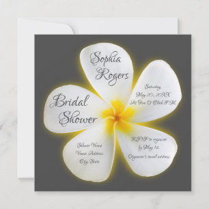 Modern Square White Plumeria Flower, Möhippa Inbjudningar