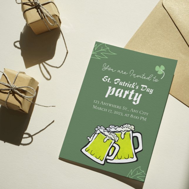 Modern St. Patrick's Day Party Grönt Klöver Inbjudningar (Modern St. Patrick's Day Party Green Clovers Invitation
)