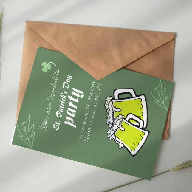Modern St. Patrick's Day Party Grönt Klöver Vykort (Modern St. Patrick's Day Party Green Clovers Postcard
)