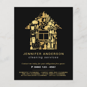 Modern Städning av Guld och svart Flygblad