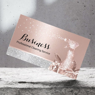 Modern Städning Service Ro Guld Blommigt Spray Visitkort