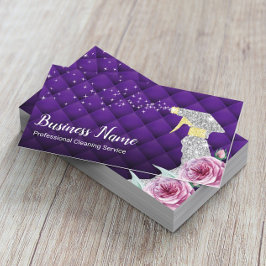 Modern Städning Service Silver Spray Luxury Lila Visitkort