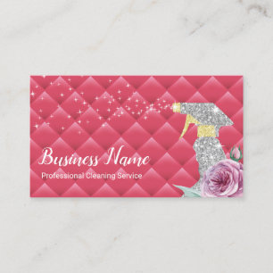 Modern Städning Service Silver Spray Luxury Rosa Visitkort
