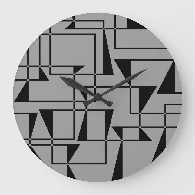 Modern, stads-, fetstil, coolans geometriska mönst stor klocka (Framsida)