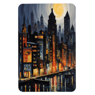 Modern stadsmiljö - City Skyline på Dusk Art Magnet
