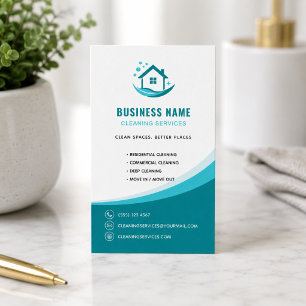Modern Städtjänster Professionell Logo Teal Visitkort
