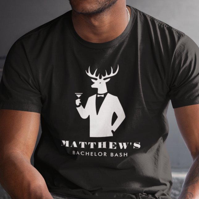 Modern Stag Party Black Cocktails Bachelor Party T Shirt (Skapare uppladdad)