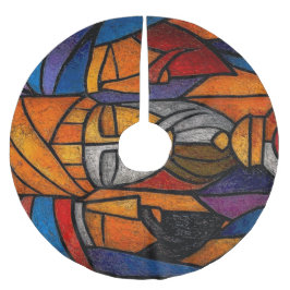 Modern Stained Glass Three Wise Men in English Julgransmatta Borstad Polyester