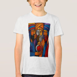 Modern Stained Glass Three Wise Men in English T Shirt