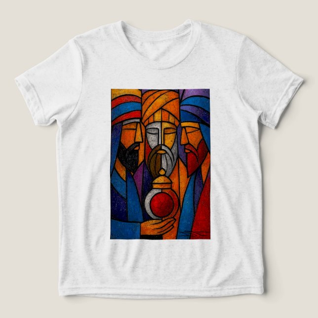 Modern Stained Glass Three Wise Men in English T Shirt (Design Framsida)