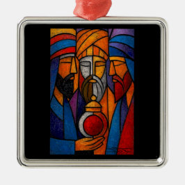 Modern Stained Glass Three Wise Men Julgransprydnad Metall