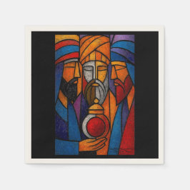Modern Stained Glass Three Wise Men Pappersservett