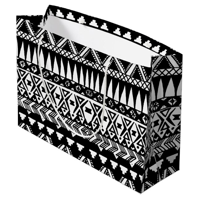 Modern stam- Aztec för svartvit hand plockade (Baksidan Vinklad)