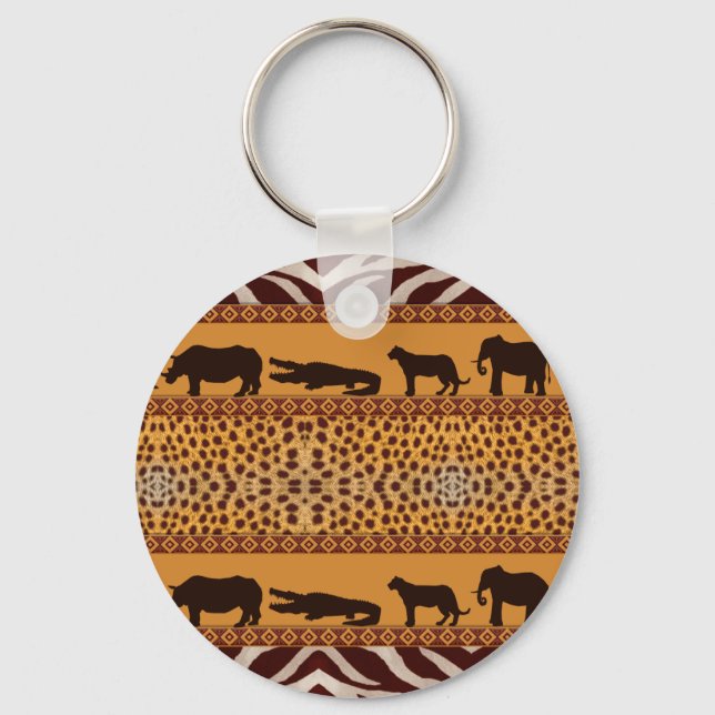 Modern stamafrikansk Cheetah Mönster Animal Print Nyckelring (Framsida)