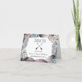 Modern stamfjädrar Bohemian Bröllop Tack Kort
