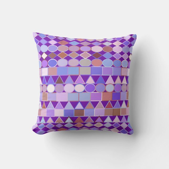 Modern stamgeometri, Amethyst Lila and Taupe Kudde (Framsida)