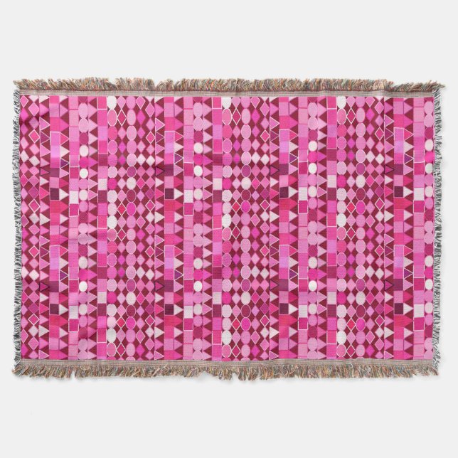 Modern stamgeometri, burgundi och Rosa Filt (Framsidan)