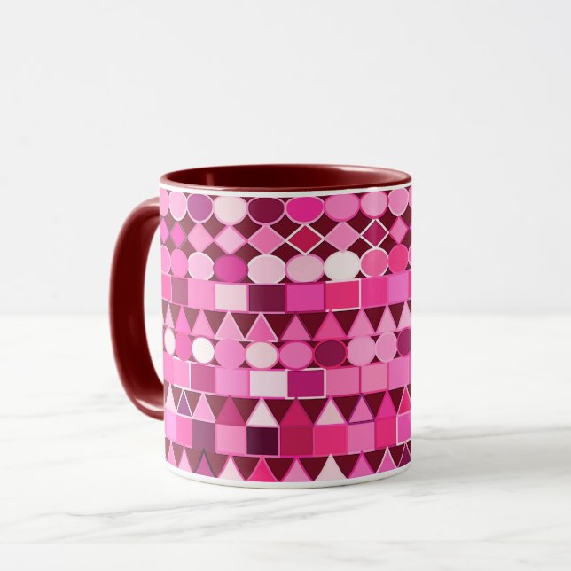 Modern stamgeometri, burgundi och Rosa Mugg (Framsida vänster)