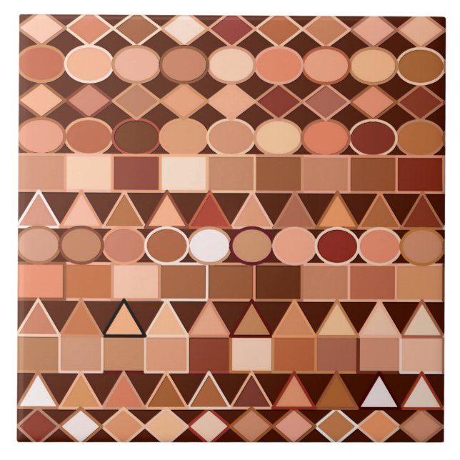 Modern stamgeometri, Chocolate Brown och Tan Kakelplatta (Framsidan)