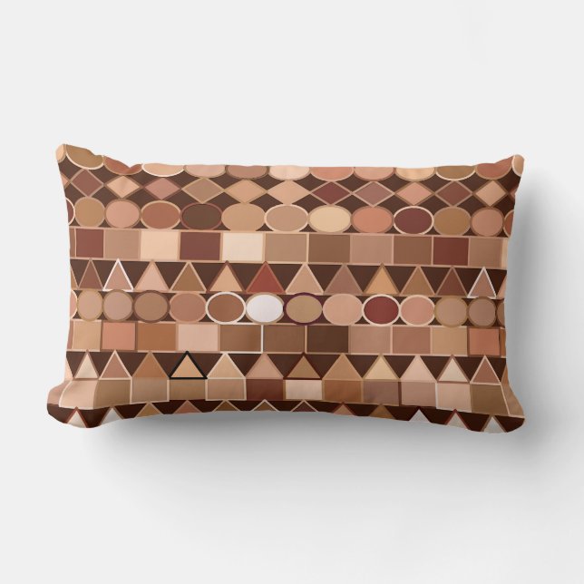 Modern stamgeometri, Chocolate Brown och Tan Lumbarkudde (Framsida)