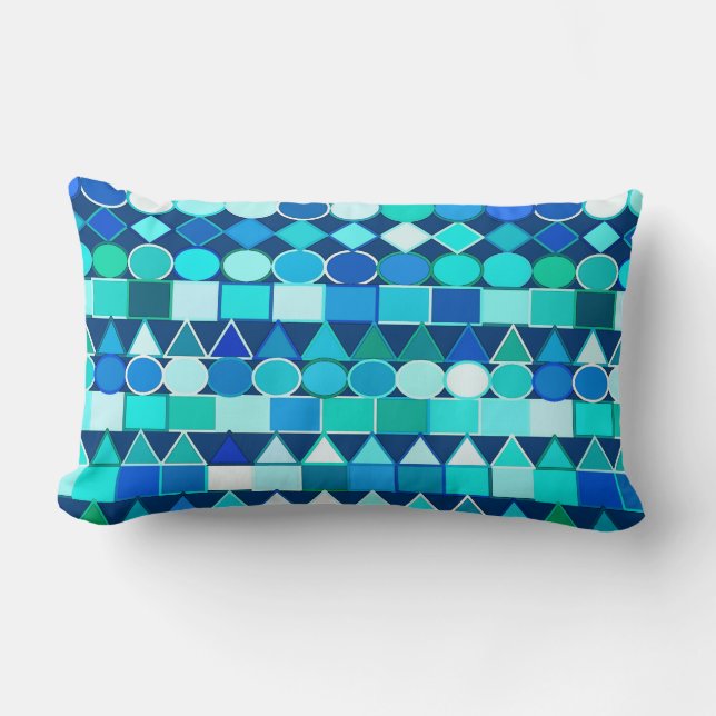 Modern stamgeometri, Denim Blues on Navy Lumbarkudde (Framsida)