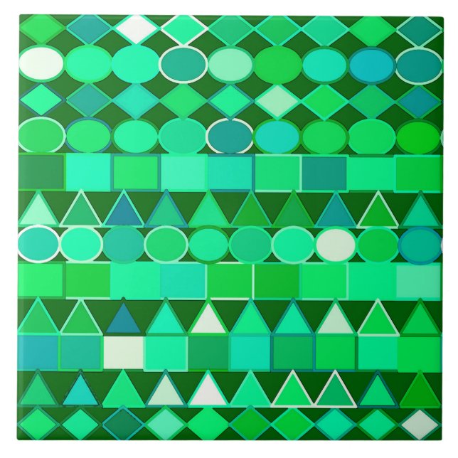 Modern stamgeometri, Emerald Grönt och Aqua Kakelplatta (Framsidan)
