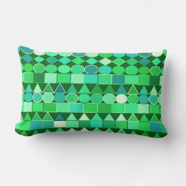 Modern stamgeometri, Emerald Grönt och Aqua Lumbarkudde (Framsida)