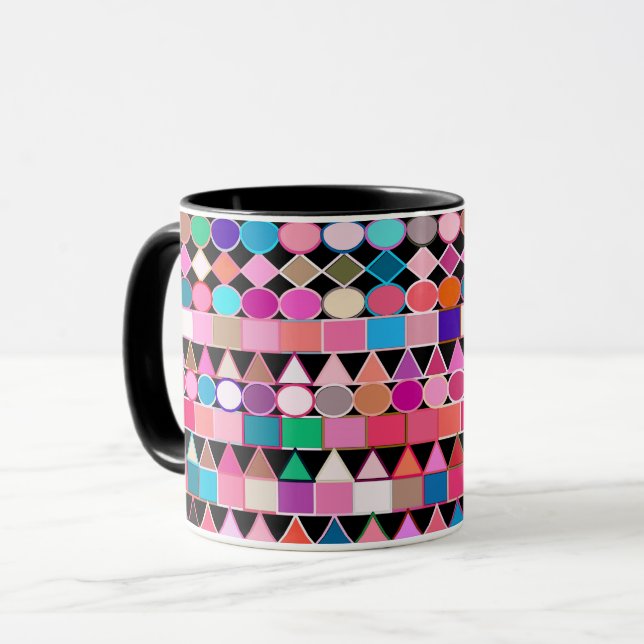 Modern stamgeometri, judisk Färg på svart Mugg (Framsida vänster)