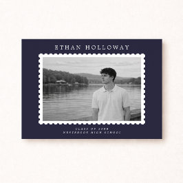 Modern Stamp Style Photo Graduation Announcement Inbjudningar